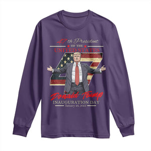 Trump Inauguration Day 2025 Long Sleeve Shirt 47th US President American Flag TS09 Purple Print Your Wear