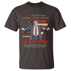 Trump Inauguration Day 2025 T Shirt 47th US President American Flag TS09 Dark Chocolate Print Your Wear