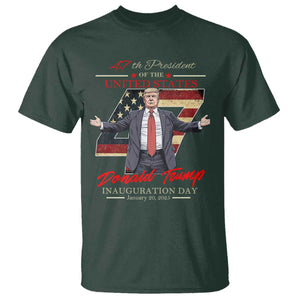 Trump Inauguration Day 2025 T Shirt 47th US President American Flag TS09 Dark Forest Green Print Your Wear