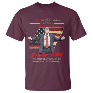 Trump Inauguration Day 2025 T Shirt 47th US President American Flag TS09 Maroon Print Your Wear