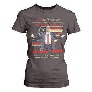 Trump Inauguration Day 2025 T Shirt For Women 47th US President American Flag TS09 Dark Chocolate Print Your Wear