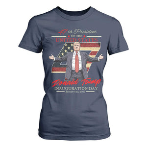 Trump Inauguration Day 2025 T Shirt For Women 47th US President American Flag TS09 Navy Print Your Wear