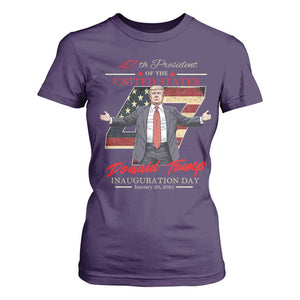 Trump Inauguration Day 2025 T Shirt For Women 47th US President American Flag TS09 Purple Print Your Wear