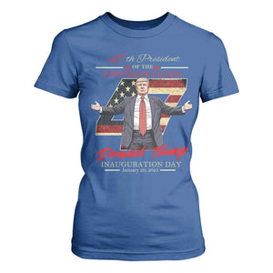 Trump Inauguration Day 2025 T Shirt For Women 47th US President American Flag TS09 Royal Blue Print Your Wear