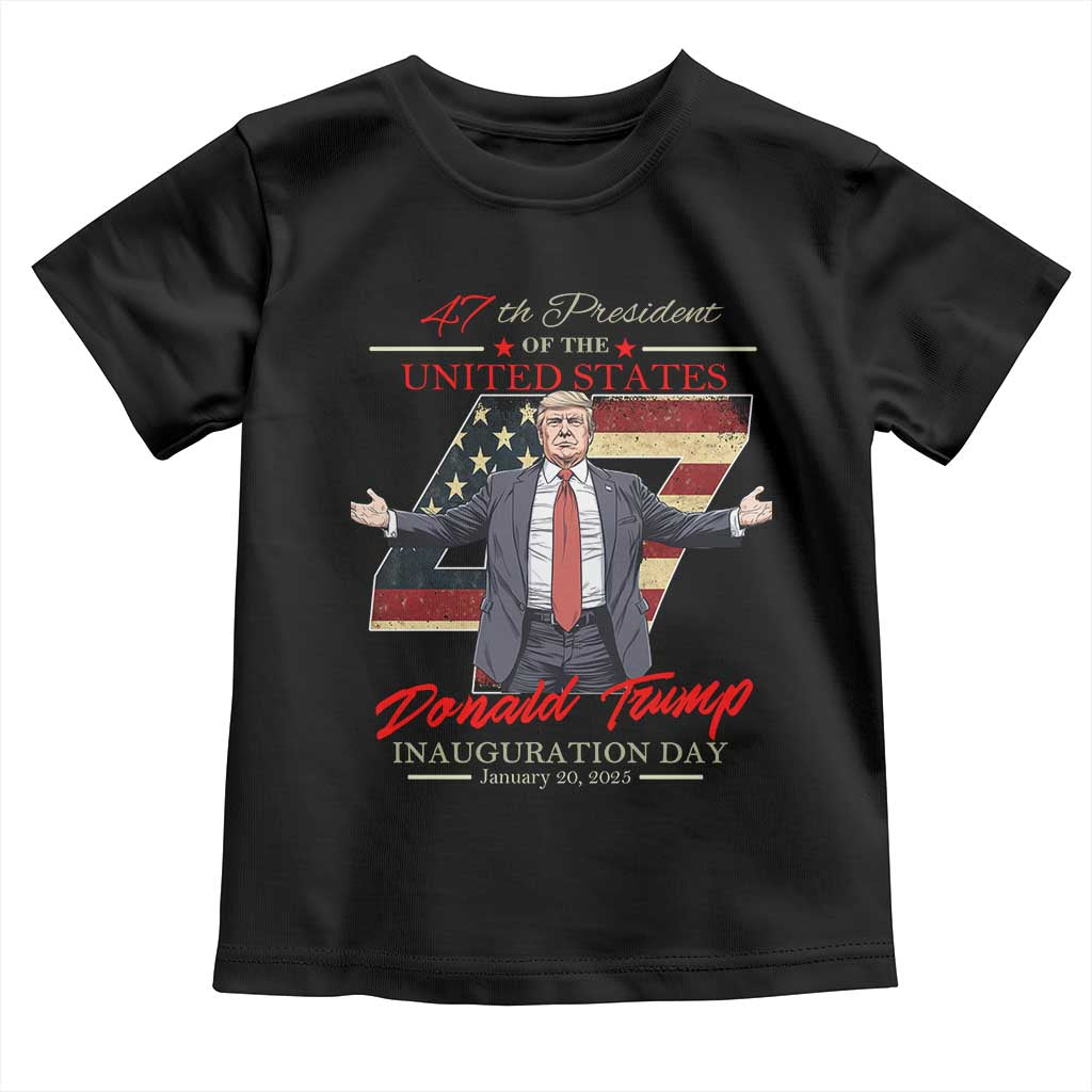 Trump Inauguration Day 2025 Toddler T Shirt 47th US President American Flag TS09 Black Print Your Wear