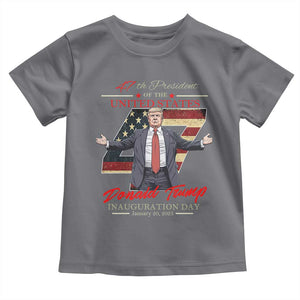 Trump Inauguration Day 2025 Toddler T Shirt 47th US President American Flag TS09 Charcoal Print Your Wear