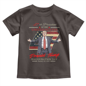 Trump Inauguration Day 2025 Toddler T Shirt 47th US President American Flag TS09 Dark Chocolate Print Your Wear