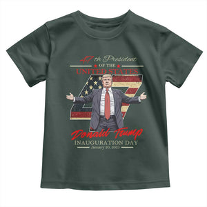 Trump Inauguration Day 2025 Toddler T Shirt 47th US President American Flag TS09 Dark Forest Green Print Your Wear