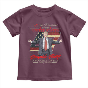 Trump Inauguration Day 2025 Toddler T Shirt 47th US President American Flag TS09 Maroon Print Your Wear