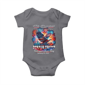 47th President Donald Trump Inauguration Day 2025 Baby Onesie American Eagle Fireworks TS09 Charcoal Print Your Wear