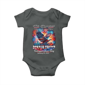 47th President Donald Trump Inauguration Day 2025 Baby Onesie American Eagle Fireworks TS09 Dark Heather Print Your Wear