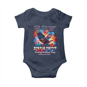 47th President Donald Trump Inauguration Day 2025 Baby Onesie American Eagle Fireworks TS09 Navy Print Your Wear