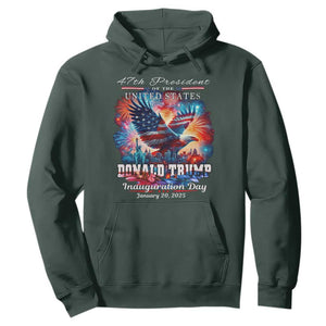 47th President Donald Trump Inauguration Day 2025 Hoodie American Eagle Fireworks TS09 Dark Forest Green Print Your Wear