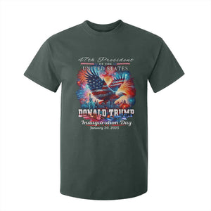 47th President Donald Trump Inauguration Day 2025 T Shirt For Kid American Eagle Fireworks TS09 Dark Forest Green Print Your Wear