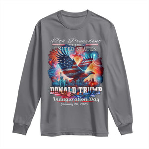 47th President Donald Trump Inauguration Day 2025 Long Sleeve Shirt American Eagle Fireworks TS09 Charcoal Print Your Wear