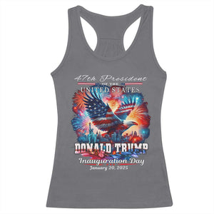 47th President Donald Trump Inauguration Day 2025 Racerback Tank Top American Eagle Fireworks TS09 Charcoal Print Your Wear