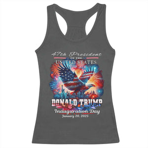 47th President Donald Trump Inauguration Day 2025 Racerback Tank Top American Eagle Fireworks TS09 Dark Heather Print Your Wear