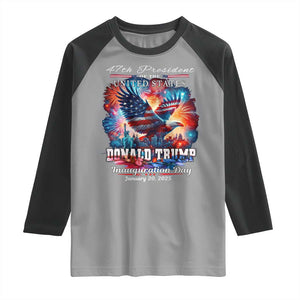 47th President Donald Trump Inauguration Day 2025 Raglan Shirt American Eagle Fireworks TS09 Sport Gray Black Print Your Wear