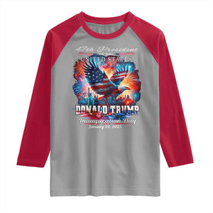 47th President Donald Trump Inauguration Day 2025 Raglan Shirt American Eagle Fireworks TS09 Sport Gray Red Print Your Wear