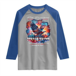 47th President Donald Trump Inauguration Day 2025 Raglan Shirt American Eagle Fireworks TS09 Sport Gray Royal Print Your Wear