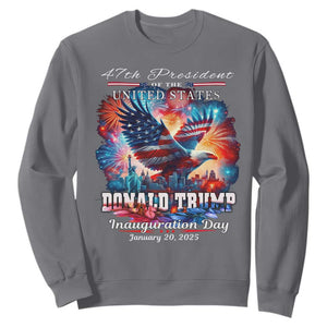 47th President Donald Trump Inauguration Day 2025 Sweatshirt American Eagle Fireworks TS09 Charcoal Print Your Wear