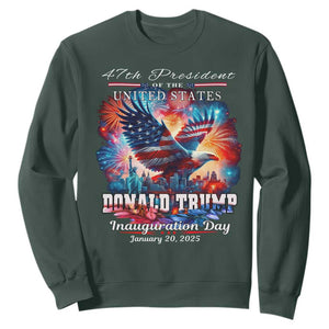 47th President Donald Trump Inauguration Day 2025 Sweatshirt American Eagle Fireworks TS09 Dark Forest Green Print Your Wear