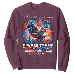 47th President Donald Trump Inauguration Day 2025 Sweatshirt American Eagle Fireworks TS09 Maroon Print Your Wear