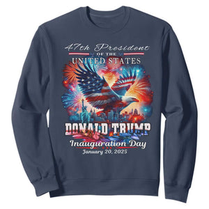 47th President Donald Trump Inauguration Day 2025 Sweatshirt American Eagle Fireworks TS09 Navy Print Your Wear