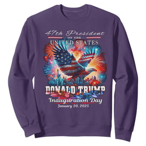 47th President Donald Trump Inauguration Day 2025 Sweatshirt American Eagle Fireworks TS09 Purple Print Your Wear