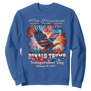 47th President Donald Trump Inauguration Day 2025 Sweatshirt American Eagle Fireworks TS09 Royal Blue Print Your Wear