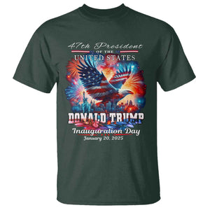 47th President Donald Trump Inauguration Day 2025 T Shirt American Eagle Fireworks TS09 Dark Forest Green Print Your Wear