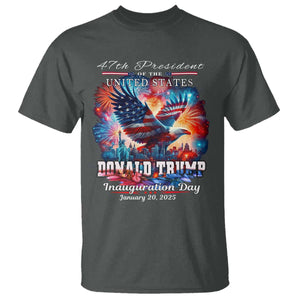 47th President Donald Trump Inauguration Day 2025 T Shirt American Eagle Fireworks TS09 Dark Heather Print Your Wear