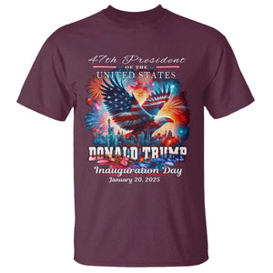 47th President Donald Trump Inauguration Day 2025 T Shirt American Eagle Fireworks TS09 Maroon Print Your Wear