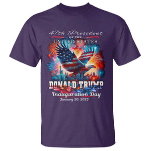 47th President Donald Trump Inauguration Day 2025 T Shirt American Eagle Fireworks TS09 Purple Print Your Wear