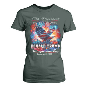 47th President Donald Trump Inauguration Day 2025 T Shirt For Women American Eagle Fireworks TS09 Dark Forest Green Print Your Wear