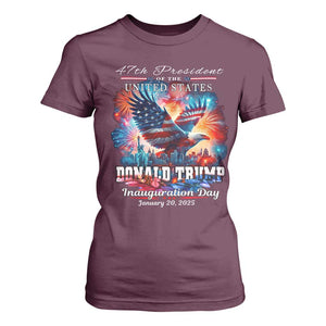 47th President Donald Trump Inauguration Day 2025 T Shirt For Women American Eagle Fireworks TS09 Maroon Print Your Wear