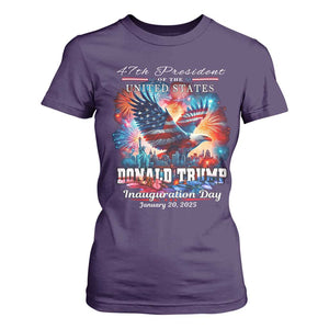 47th President Donald Trump Inauguration Day 2025 T Shirt For Women American Eagle Fireworks TS09 Purple Print Your Wear