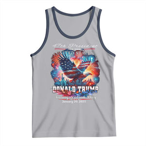 47th President Donald Trump Inauguration Day 2025 Tank Top American Eagle Fireworks TS09 Athletic Heather Navy Print Your Wear