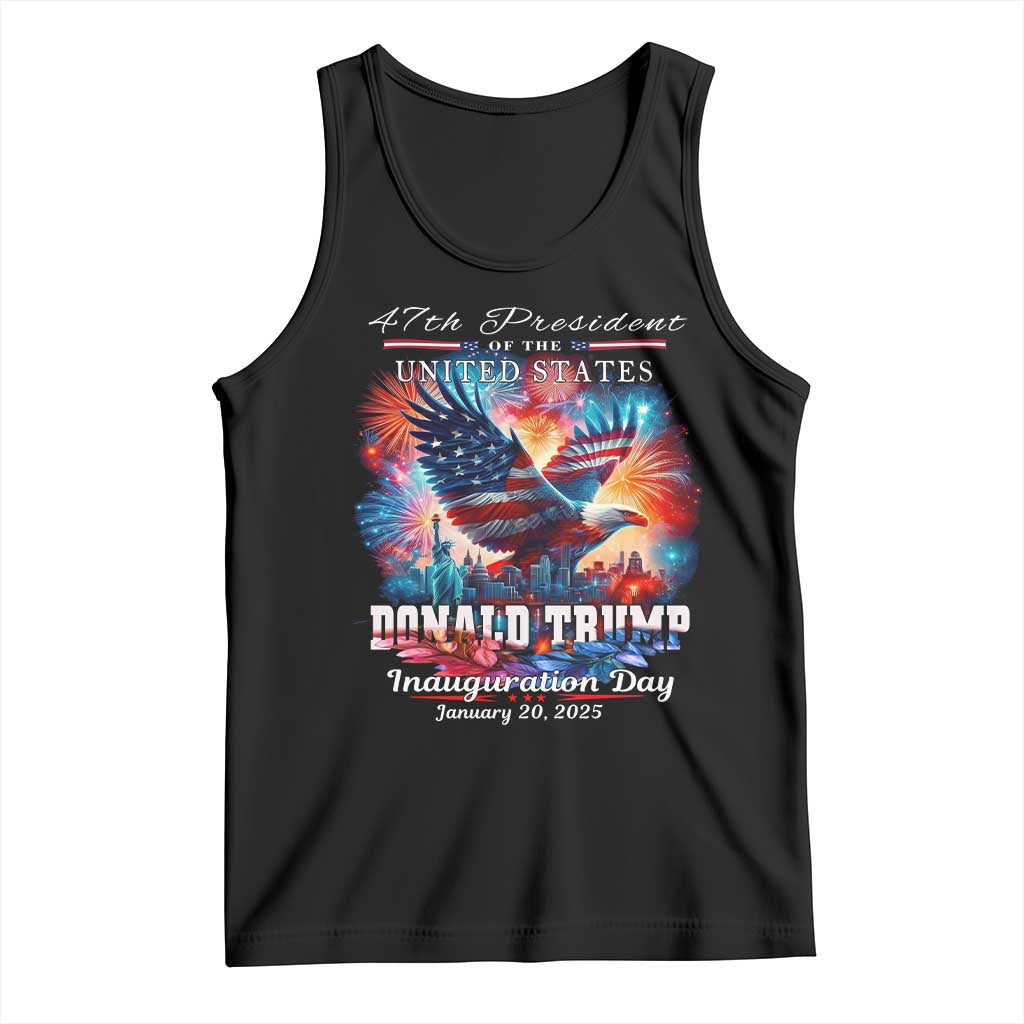 47th President Donald Trump Inauguration Day 2025 Tank Top American Eagle Fireworks TS09 Black Print Your Wear