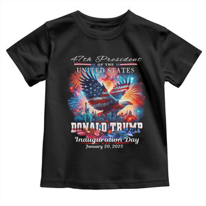 47th President Donald Trump Inauguration Day 2025 Toddler T Shirt American Eagle Fireworks TS09 Black Print Your Wear