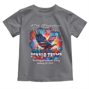 47th President Donald Trump Inauguration Day 2025 Toddler T Shirt American Eagle Fireworks TS09 Charcoal Print Your Wear