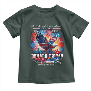 47th President Donald Trump Inauguration Day 2025 Toddler T Shirt American Eagle Fireworks TS09 Dark Forest Green Print Your Wear