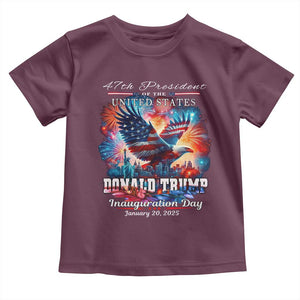 47th President Donald Trump Inauguration Day 2025 Toddler T Shirt American Eagle Fireworks TS09 Maroon Print Your Wear