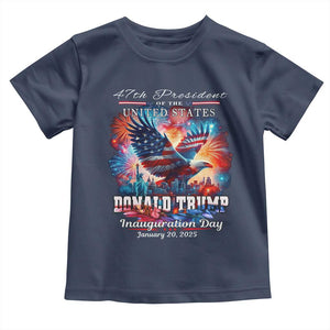 47th President Donald Trump Inauguration Day 2025 Toddler T Shirt American Eagle Fireworks TS09 Navy Print Your Wear