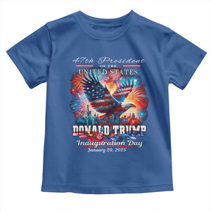 47th President Donald Trump Inauguration Day 2025 Toddler T Shirt American Eagle Fireworks TS09 Royal Blue Print Your Wear