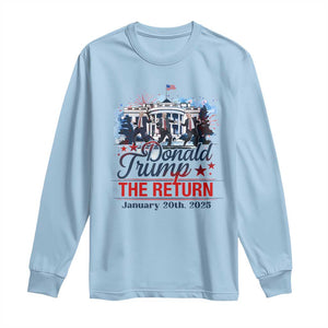 Trump Inauguration Day 2025 Long Sleeve Shirt The Return Trump Dancing TS09 Light Blue Print Your Wear