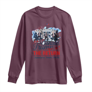 Trump Inauguration Day 2025 Long Sleeve Shirt The Return Trump Dancing TS09 Maroon Print Your Wear