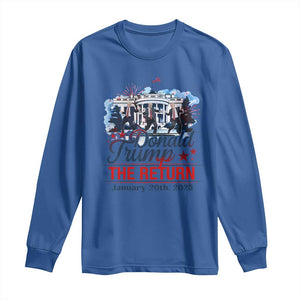 Trump Inauguration Day 2025 Long Sleeve Shirt The Return Trump Dancing TS09 Royal Blue Print Your Wear