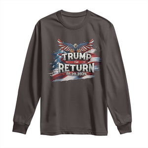 Trump Inauguration Day 2025 Long Sleeve Shirt Trump The Return American Flag TS09 Dark Chocolate Print Your Wear