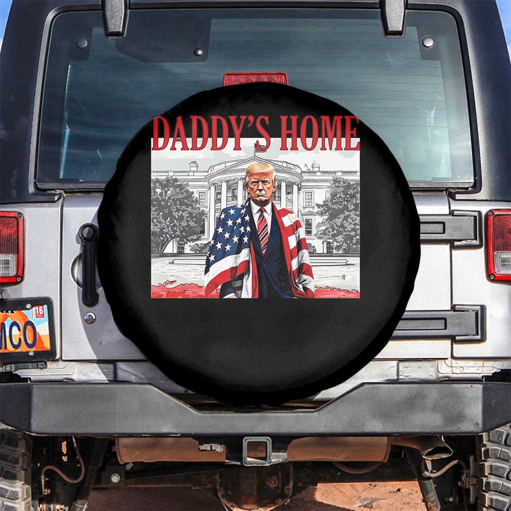 Trump 2025 Spare Tire Cover Daddy's Home Trump Inauguration Day TS09 No hole Black Print Your Wear